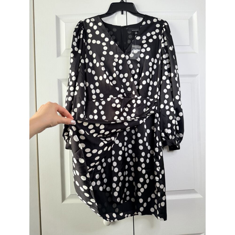 NEW White House Black Market WHBM Dress Size 4 Small Polka Dot Faux Wrap Career - Picture 5 of 14